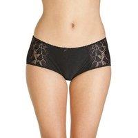 Camille Women's Lace Panel Jacquard 3 Pack Boxer Shorts in Black | Size: 14-16