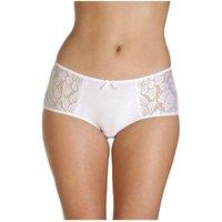 Camille Women's Lace Panel Jacquard 3 Pack Boxer Shorts in White | Size: 22-24