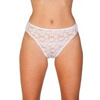 Camille Women's Three Pack Floral Lace Front High Leg Briefs in White | Size: 10