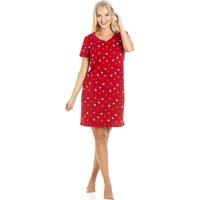 Camille Women's Red Heart Print Cotton Summer Nightdress | Size: 10-12
