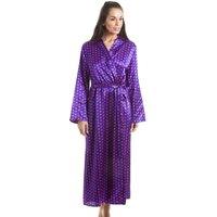Camille Women's Luxury Satin Dressing Gown in Purple | Size: 10-12