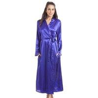 Camille Women's Luxury Plain Satin Dressing Gown in Purple | Size: 18-20