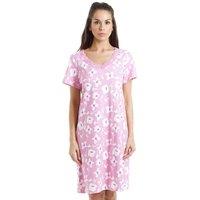 Camille Women's Floral Print Cotton Nightdress in Pink | Size: 14-16