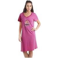 Camille Women's Cupcake Motif Cotton Summer Nightshirt in Fuchsia | Size: 14-16