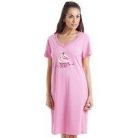 Camille Women's Cupcake Motif Cotton Summer Nightshirt in Pink | Size: 10-12