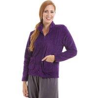 Camille Women's Zip Front Soft Textured Fleece Bed Jacket in Purple | Size: 10-12