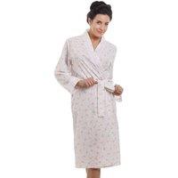 Camille Women's Classic Floral Jersey Cotton Dressing Gown in Baby Pink | Size: 18-20