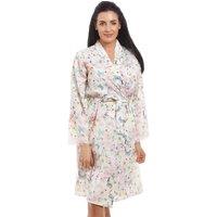 Camille Women's Butterfly & Bumble Bee Print Dressing Gown in Cream | Size: 10