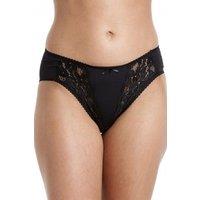 Camille Women's Three Pack High Leg Floral Lace Panel Briefs in Black | Size: 10