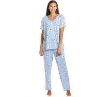 Camille Women's Spandex Full Length Pyjama Set in Blue | Size: 14-16
