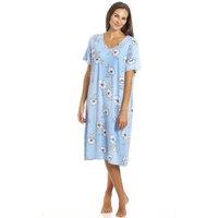 Camille Women's Spandex Short Sleeve Nightdress in Blue | Size: 10-12