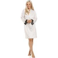Camille Women's Luxury Short Antique Ivory Satin Black Floral Lace Wrap in Cream | Size: 14-16