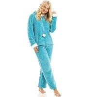 Camille Women's Supersoft Hooded Pyjama Set in Light Blue | Size: 14-16