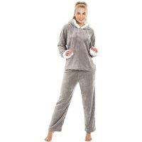 Camille Women's Supersoft Hooded Pyjama Set in Grey | Size: 18-20