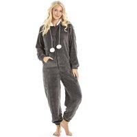 Camille Women's Supersoft Hooded Onesie in Charcoal | Size: 18-20