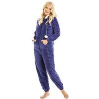 Camille Women's Supersoft Hooded Onesie in Navy | Size: 18-20