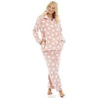 Camille Women's White Star Print Pyjama Set in Pink | Size: 18-20