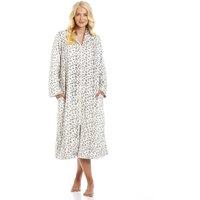 Camille Women's Supersoft Fleece Zip Up Animal Print Robes in Light Beige | Size: 14-16