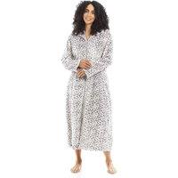 Camille Women's Supersoft Fleece Zip Up Animal Print Robes in Light Grey | Size: 10-12