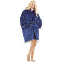 Camille Women's Supersoft Oversized Hoodie Heavy Weight Sherpa Fleece Wearable Hooded Blanket with Elasticated Cuffs & Giant Pocket in Navy