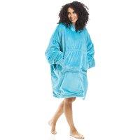 Camille Women's Supersoft Oversized Hoodie Heavy Weight Sherpa Fleece Wearable Hooded Blanket with Elasticated Cuffs & Giant Pocket in Light Blue