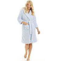 Camille Women's Womens Super soft Fleece Hooded Robes in Blue | Size: 12-14