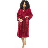 Camille Women's Womens Super soft Fleece Hooded Robes in Magenta | Size: 12-14