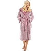Camille Women's Deep Pile Full Length Fleece Bathrobe in Burgundy | Size: 18-20