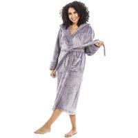 Camille Women's Deep Pile Full Length Fleece Bathrobe in Purple | Size: 10-12