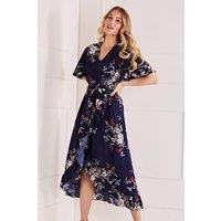 Mela Women's Navy Floral Short Sleeve Maxi Dress | Size: 26