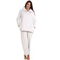Camille Women's Supersoft Two Piece Striped Pyjama Set in Light Grey | Size: 14-16