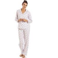Camille Women's Classic Ditsy Floral Print Cotton Pyjama Set in Pink | Size: 24-26