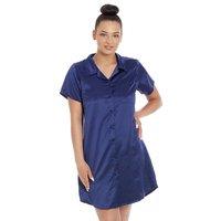 Camille Women's Luxury Satin Nightshirt in Navy | Size: 12