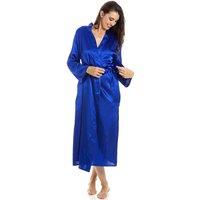 Camille Women's Full Length Long Sleeve Plain Satin Wrap in Blue | Size: 22-24