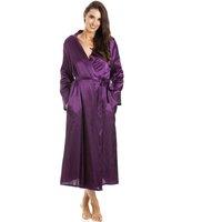 Camille Women's Full Length Long Sleeve Plain Satin Wrap in Purple | Size: 10-12