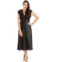 Camille Women's Classic Satin Chemises in Black | Size: 10-12