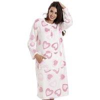 Camille Women's Heart Print Supersoft Fleece Lounger in White | Size: 10-12