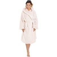 Camille Women's Supersoft Fluffy Fleece Hooded Bathrobe in Light Pink | Size: 16-18