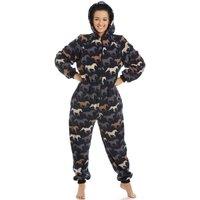 Camille Women's Supersoft Multicoloured Horse Print Onesie in Navy | Size: 18-20