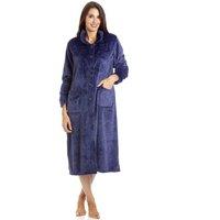 Camille Women's Supersoft Classic Rose Embossed Button Up Housecoat in Purple | Size: 10-12
