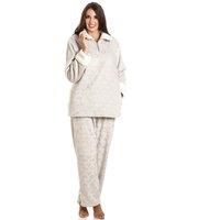 Camille Women's Supersoft Glitter Heart Pyjama Set in Light Grey | Size: 10-12