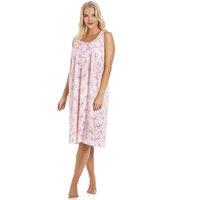 Camille Women's Floral Lightweight Sleeveless Summer Nightdress in Pink | Size: 10-12