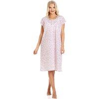 Camille Women's Classic Floral Print Short Sleeve Nightdress in Pink | Size: 10-12