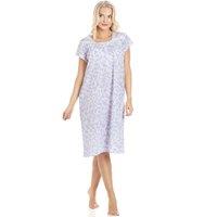 Camille Women's Classic Floral Print Short Sleeve Nightdress in Blue | Size: 10-12