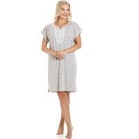 Camille Women's Polka Dot Short Sleeved Grey Nightshirt | Size: 10-12