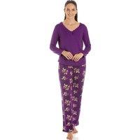 Camille Women's Lightweight Floral Print Spandex Pyjama Set in Purple | Size: 10-12