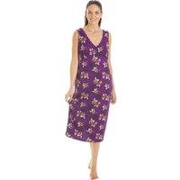 Camille Women's Floral Print Spandex Knee Length Chemise in Purple | Size: 10-12