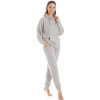Camille Women's Comfy Fit Marl Hacci Pyjama set in Light Grey | Size: 8-10
