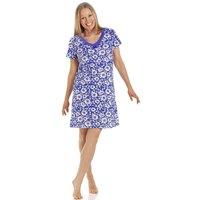 Camille Women's Floral Print Cotton Summer Nightshirt in Navy | Size: 14-16