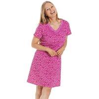 Camille Women's Animal Print Cotton Summer Nightshirt in Pink | Size: 10-12